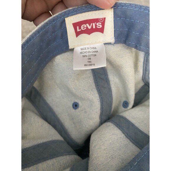 Vintage Levis Red Tab Baseball Hat Strapback Light Blue Denim Jeans main image 4